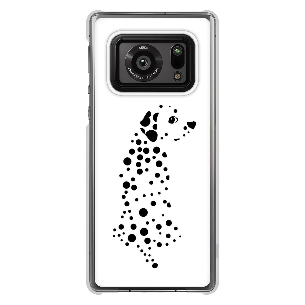 AQUOS R6 SH-51B 高画質仕上げ 背面印刷 ハードケース 【1038 振り向くダルメシアン（WH）】