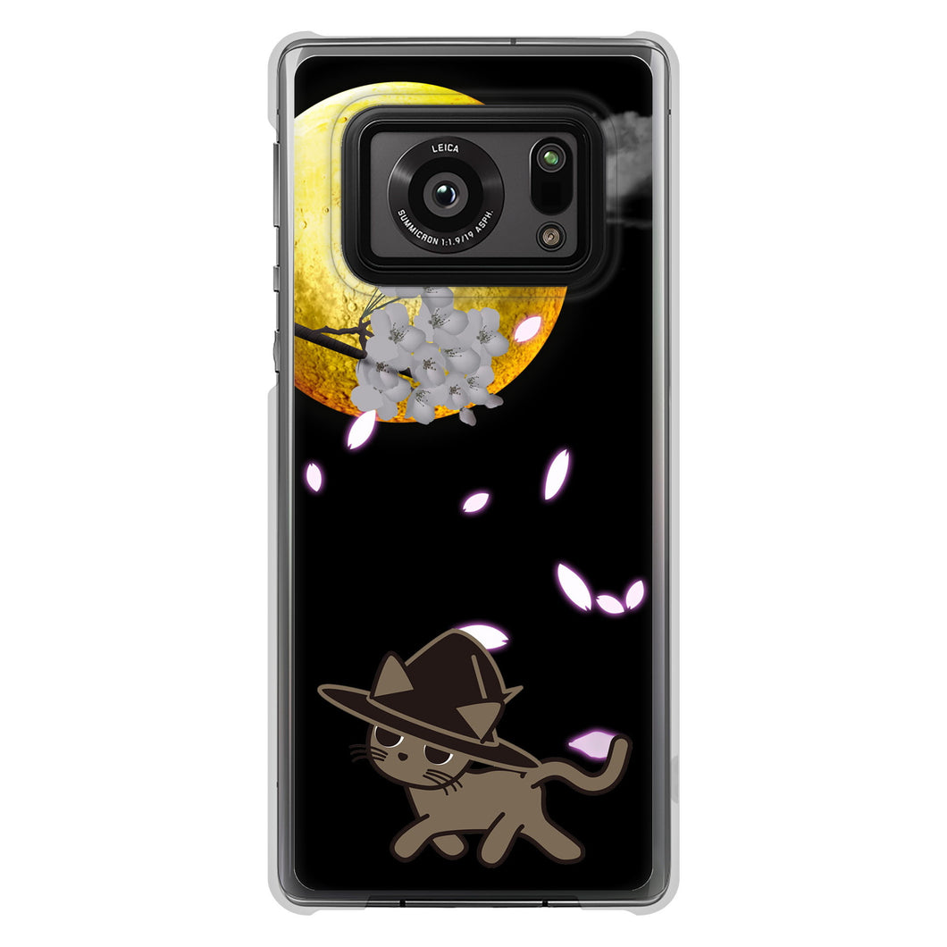 AQUOS R6 SH-51B 高画質仕上げ 背面印刷 ハードケース 夜とネコ