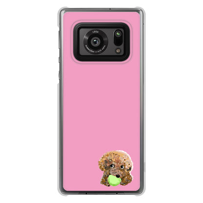 AQUOS R6 SH-51B 高画質仕上げ 背面印刷 ハードケース トイプードル＆ボール