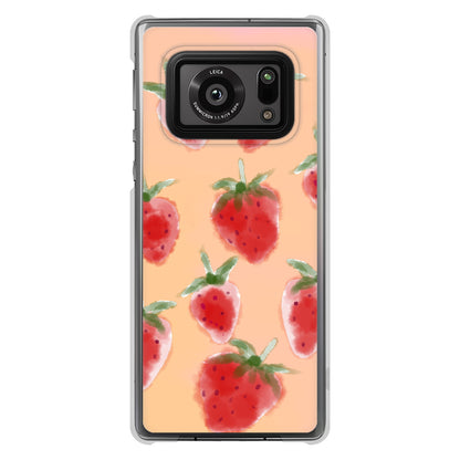 AQUOS R6 SH-51B 高画質仕上げ 背面印刷 ハードケース イチゴ 水彩