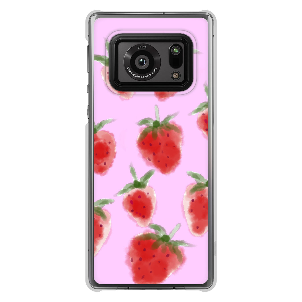 AQUOS R6 SH-51B 高画質仕上げ 背面印刷 ハードケース イチゴ 水彩
