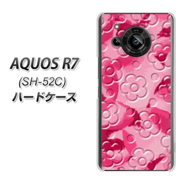 AQUOS R7 SH-52C docomo 高画質仕上げ 背面印刷 ハードケース【SC847 フラワーヴェルニ花濃いピンク（ローズアンディアン）】