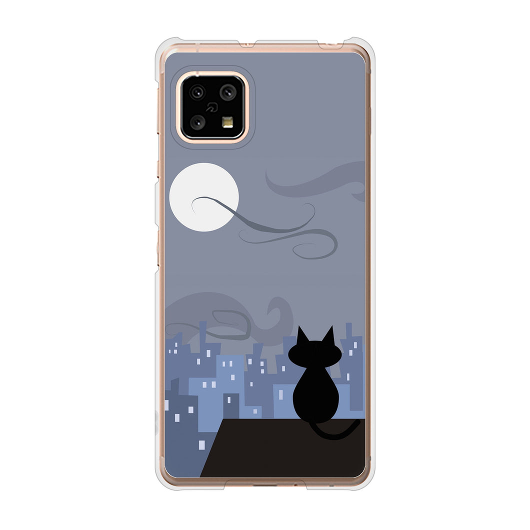 AQUOS sense5G SH-53A docomo 高画質仕上げ 背面印刷 ハードケース 夜とネコ