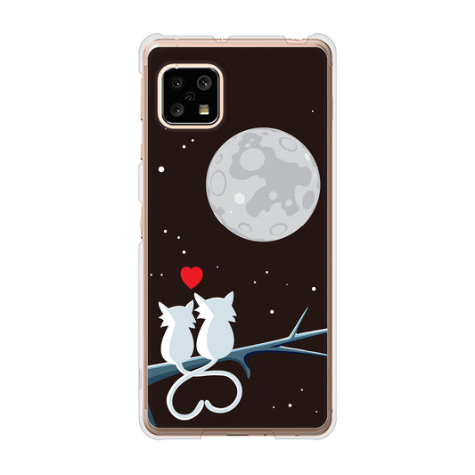 AQUOS sense5G SH-53A docomo 高画質仕上げ 背面印刷 ハードケース 夜とネコ