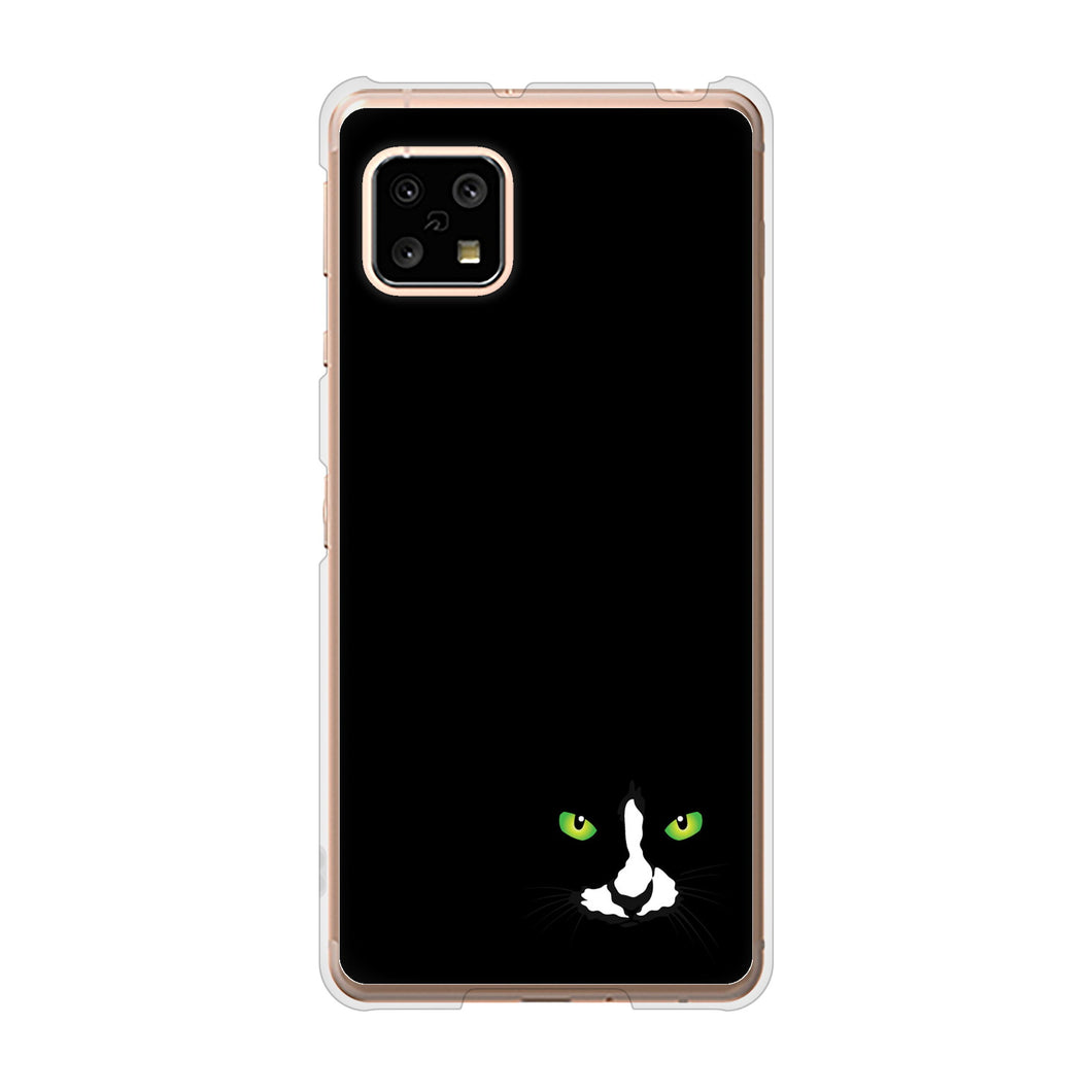 AQUOS sense5G SH-53A docomo 高画質仕上げ 背面印刷 ハードケース 【398 黒ネコ】