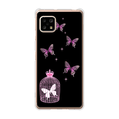 AQUOS sense5G SH-53A docomo 高画質仕上げ 背面印刷 ハードケース むかいあぐる 蝶の王冠鳥かご