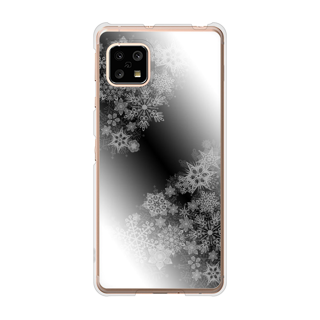 AQUOS sense5G SH-53A docomo 高画質仕上げ 背面印刷 ハードケース 【YJ340 モノトーン 雪の結晶 】