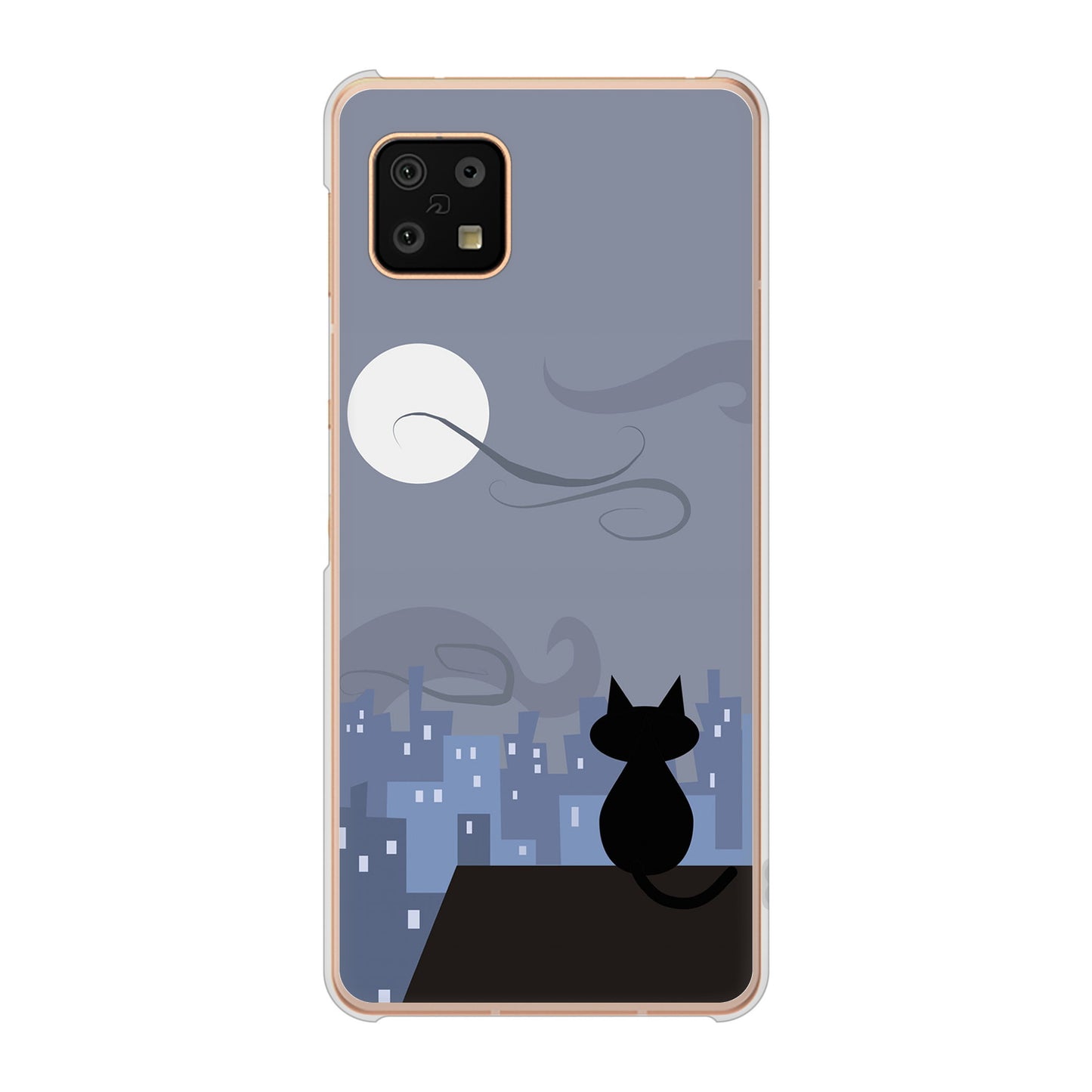 AQUOS sense6 SH-54B docomo 高画質仕上げ 背面印刷 ハードケース 夜とネコ