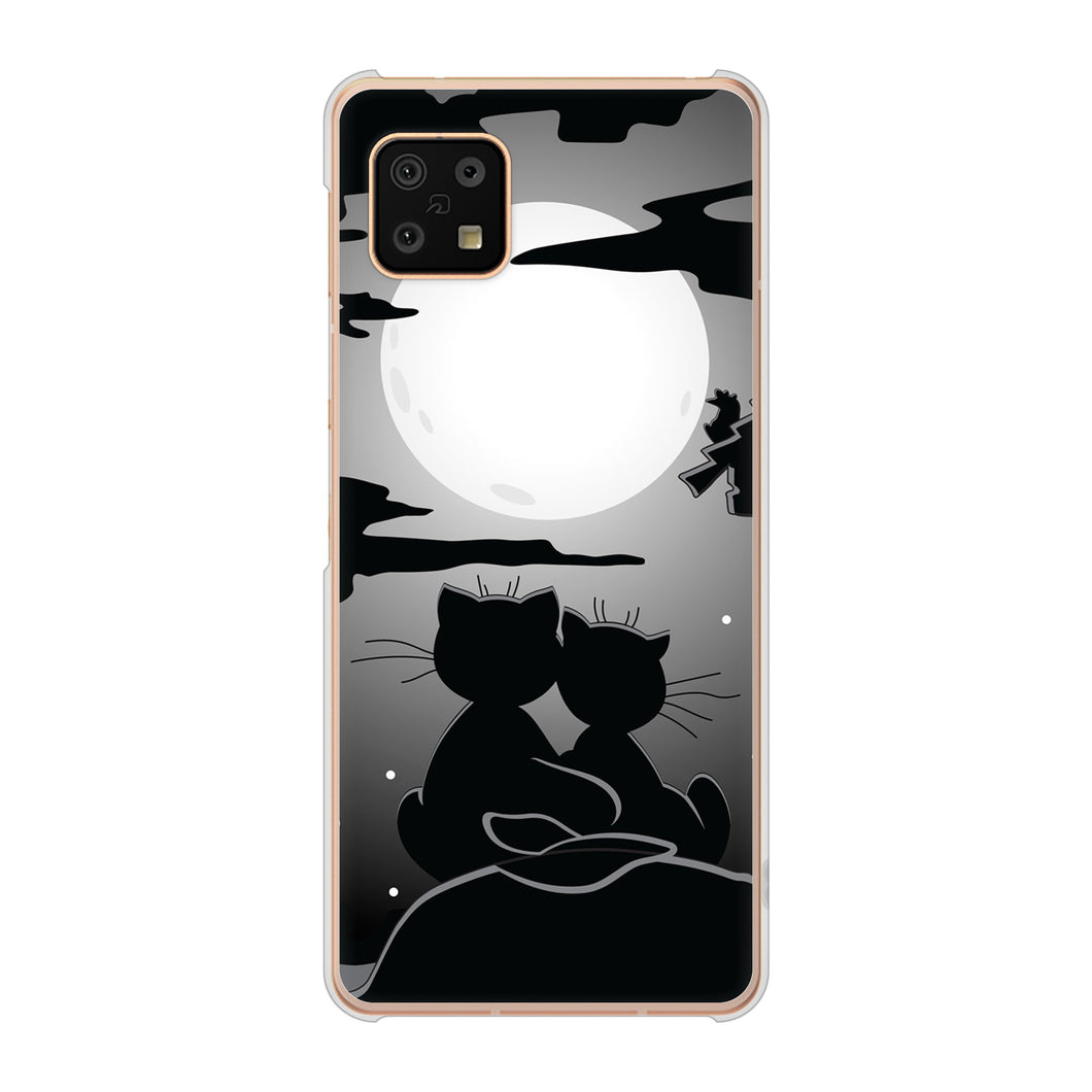 AQUOS sense6 SH-54B docomo 高画質仕上げ 背面印刷 ハードケース 夜とネコ