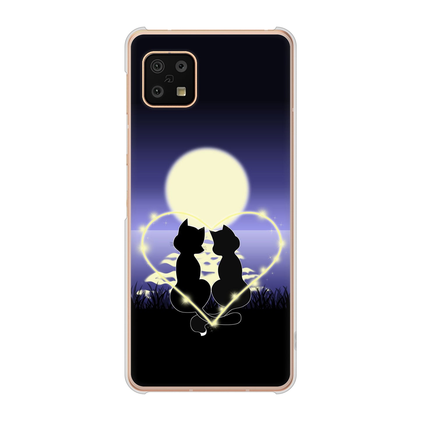 AQUOS sense6 SH-54B docomo 高画質仕上げ 背面印刷 ハードケース 夜とネコ