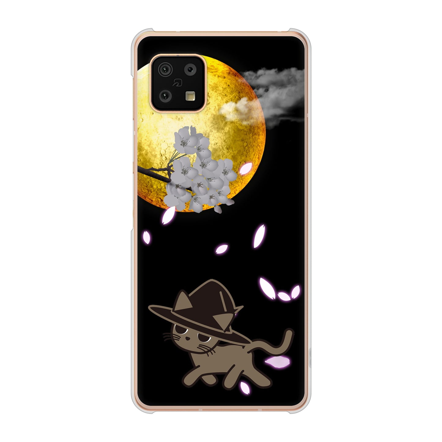 AQUOS sense6 SH-54B docomo 高画質仕上げ 背面印刷 ハードケース 夜とネコ