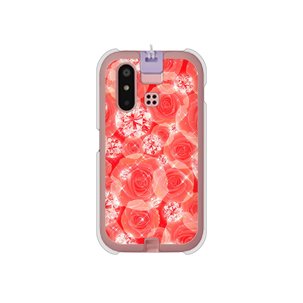 mamorino6 SHF35 au 高画質仕上げ 背面印刷 ハードケース【VA816 ダイヤモンドとバラ】