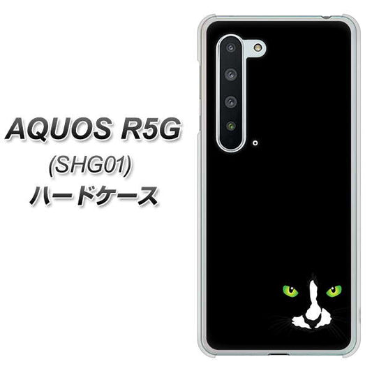au アクオス R5G SHG01 高画質仕上げ 背面印刷 ハードケース【398 黒ネコ】