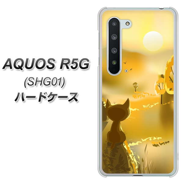 au アクオス R5G SHG01 高画質仕上げ 背面印刷 ハードケース【400 たそがれの猫】