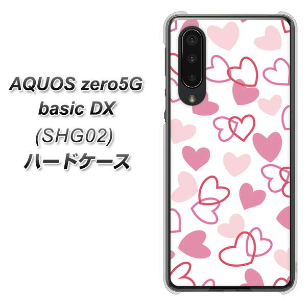 au アクオスゼロ5G basic DX SHG02 高画質仕上げ 背面印刷 ハードケース【VA929 ハートがいっぱい ピンク】
