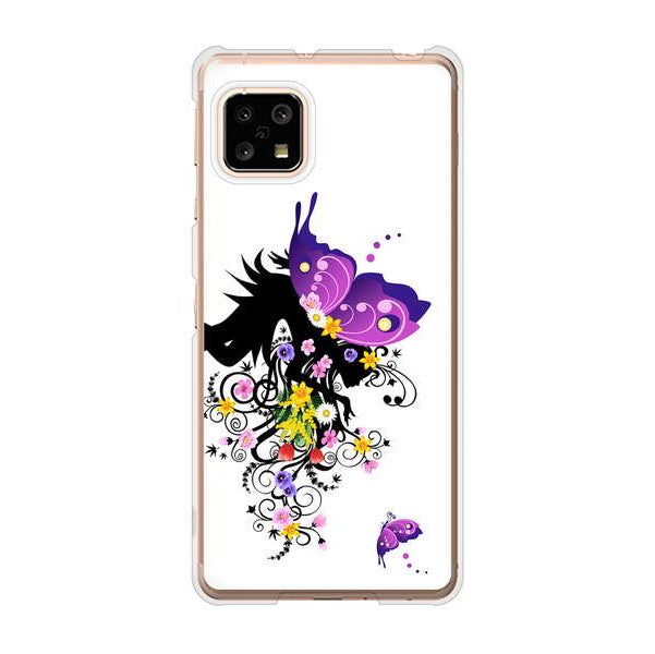 AQUOS sense5G SHG03 au 高画質仕上げ 背面印刷 ハードケース バタフライ