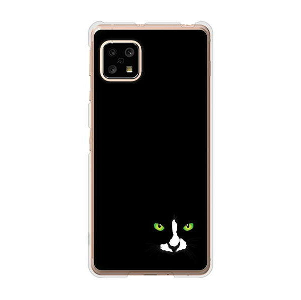 AQUOS sense5G SHG03 au 高画質仕上げ 背面印刷 ハードケース 【398 黒ネコ】