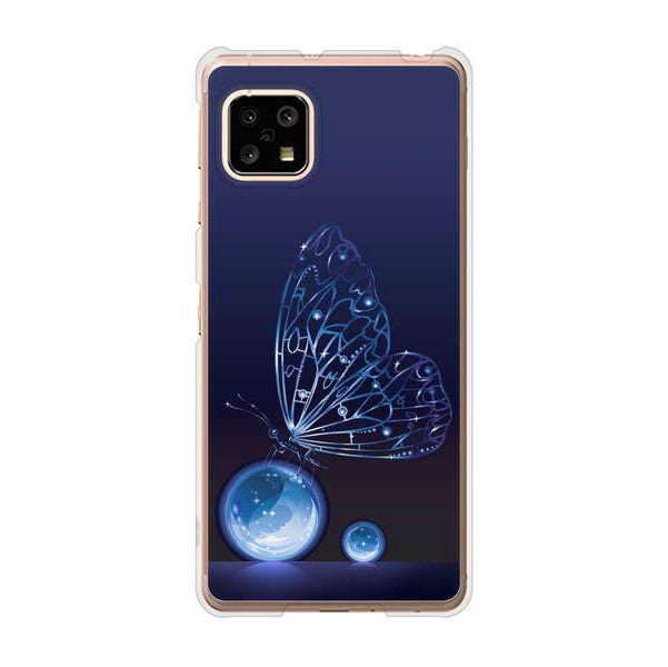 AQUOS sense5G SHG03 au 高画質仕上げ 背面印刷 ハードケース バタフライ