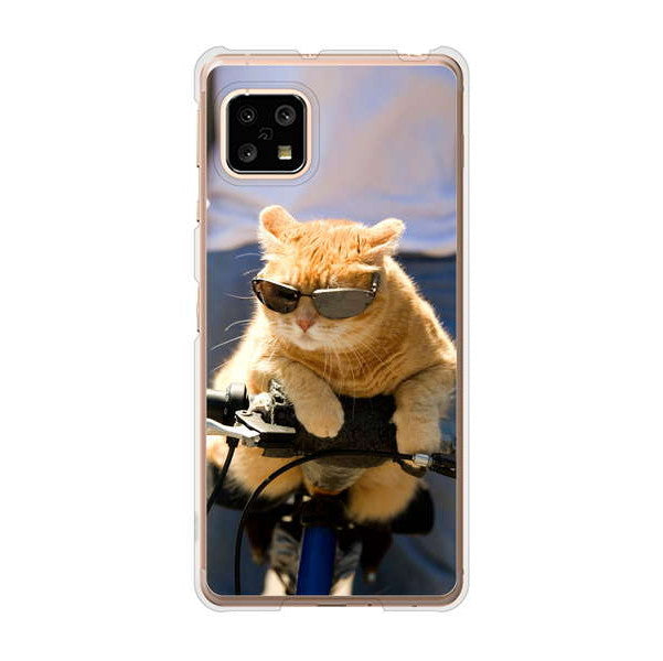 AQUOS sense5G SHG03 au 高画質仕上げ 背面印刷 ハードケース 【595 にゃんとサイクル】