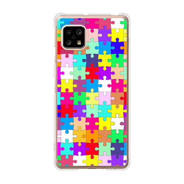 AQUOS sense5G SHG03 au 高画質仕上げ 背面印刷 ハードケース 【727 カラフルパズル】