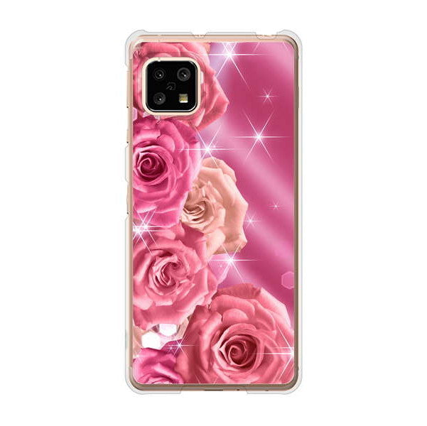 AQUOS sense5G SHG03 au 高画質仕上げ 背面印刷 ハードケース 【1182 ピンクの薔薇に誘われて】