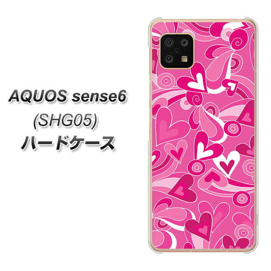 AQUOS sense6 SHG05 au 高画質仕上げ 背面印刷 ハードケース【383 ピンクのハート】
