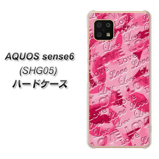 AQUOS sense6 SHG05 au 高画質仕上げ 背面印刷 ハードケース【SC845 フラワーヴェルニLOVE濃いピンク（ローズアンディアン）】