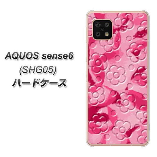 AQUOS sense6 SHG05 au 高画質仕上げ 背面印刷 ハードケース【SC847 フラワーヴェルニ花濃いピンク（ローズアンディアン）】