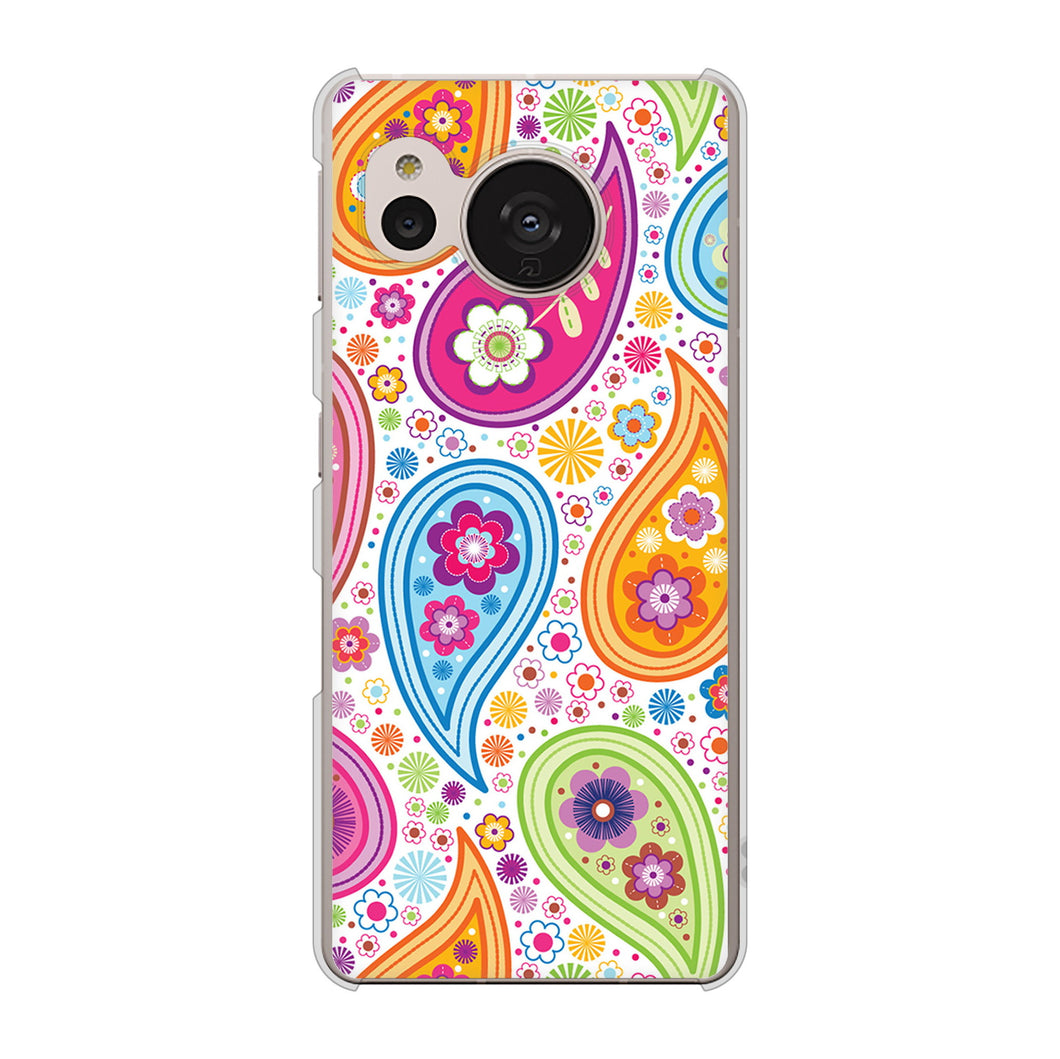 AQUOS sense7 SHG10 au 高画質仕上げ 背面印刷 ハードケース【378 カラフルペイズリー】