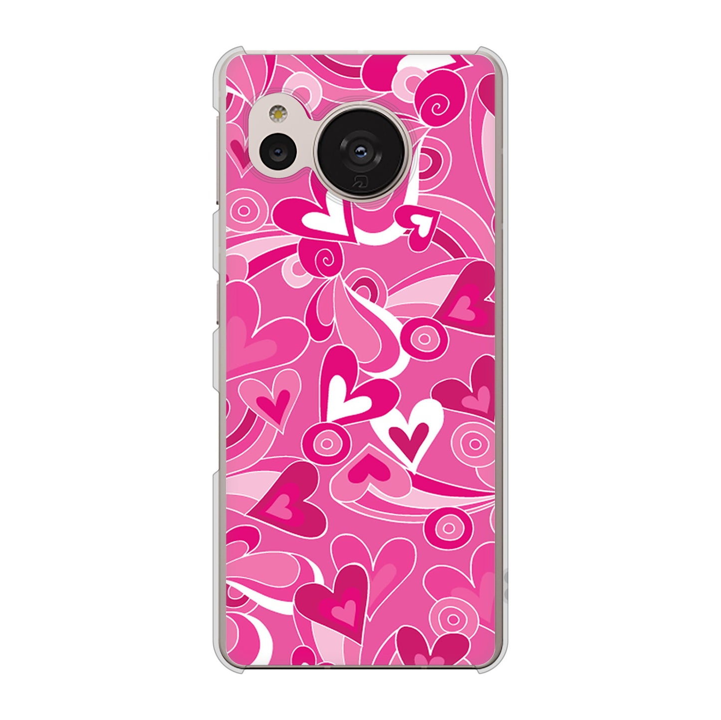 AQUOS sense7 SHG10 au 高画質仕上げ 背面印刷 ハードケース【383 ピンクのハート】