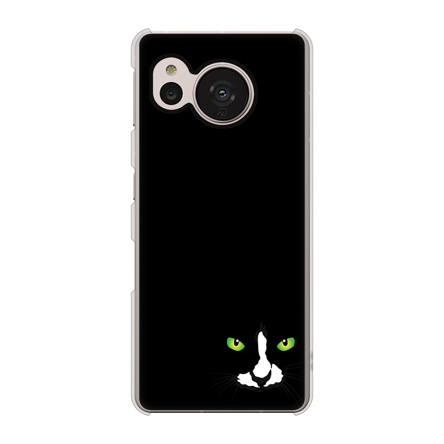 AQUOS sense7 SHG10 au 高画質仕上げ 背面印刷 ハードケース【398 黒ネコ】