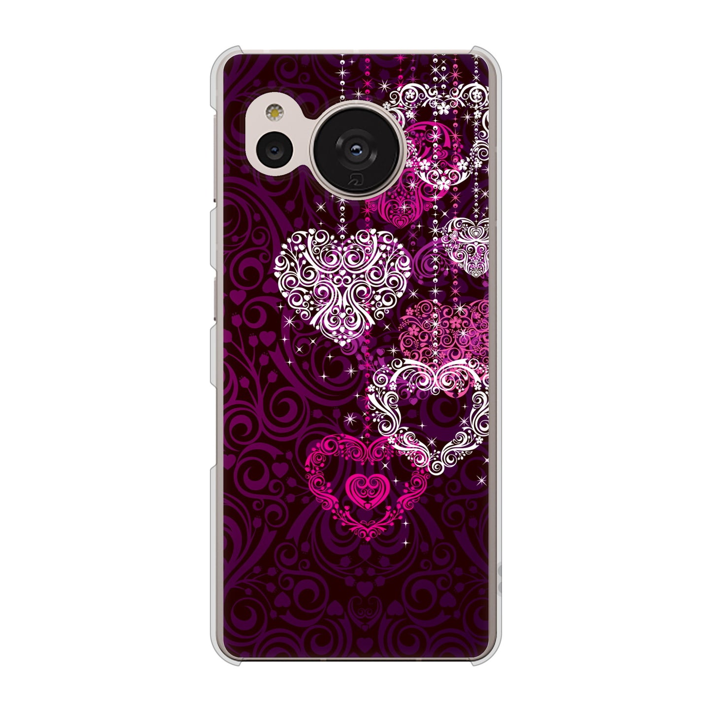 AQUOS sense7 SHG10 au 高画質仕上げ 背面印刷 ハードケース【468 ハートのシャンデリア】
