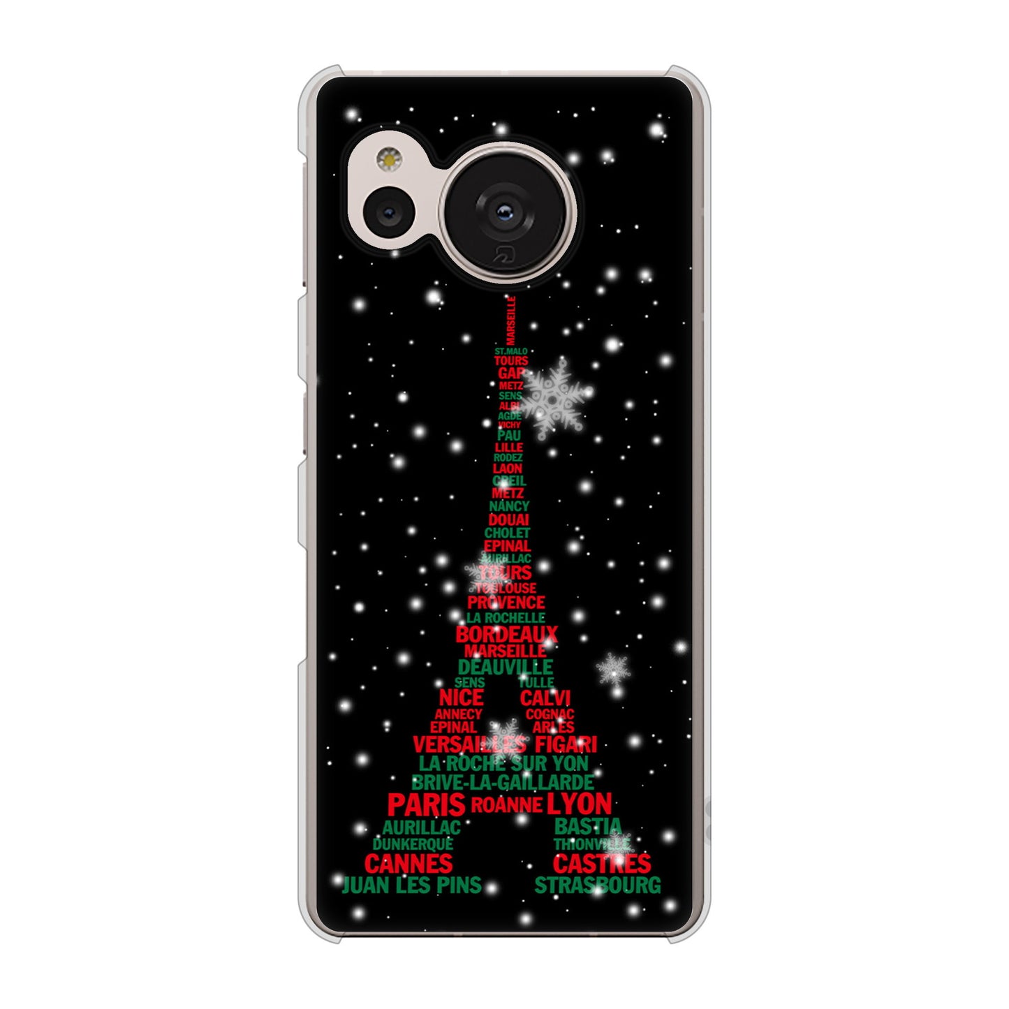 AQUOS sense7 SHG10 au 高画質仕上げ 背面印刷 ハードケース【525 エッフェル塔bk-cr】