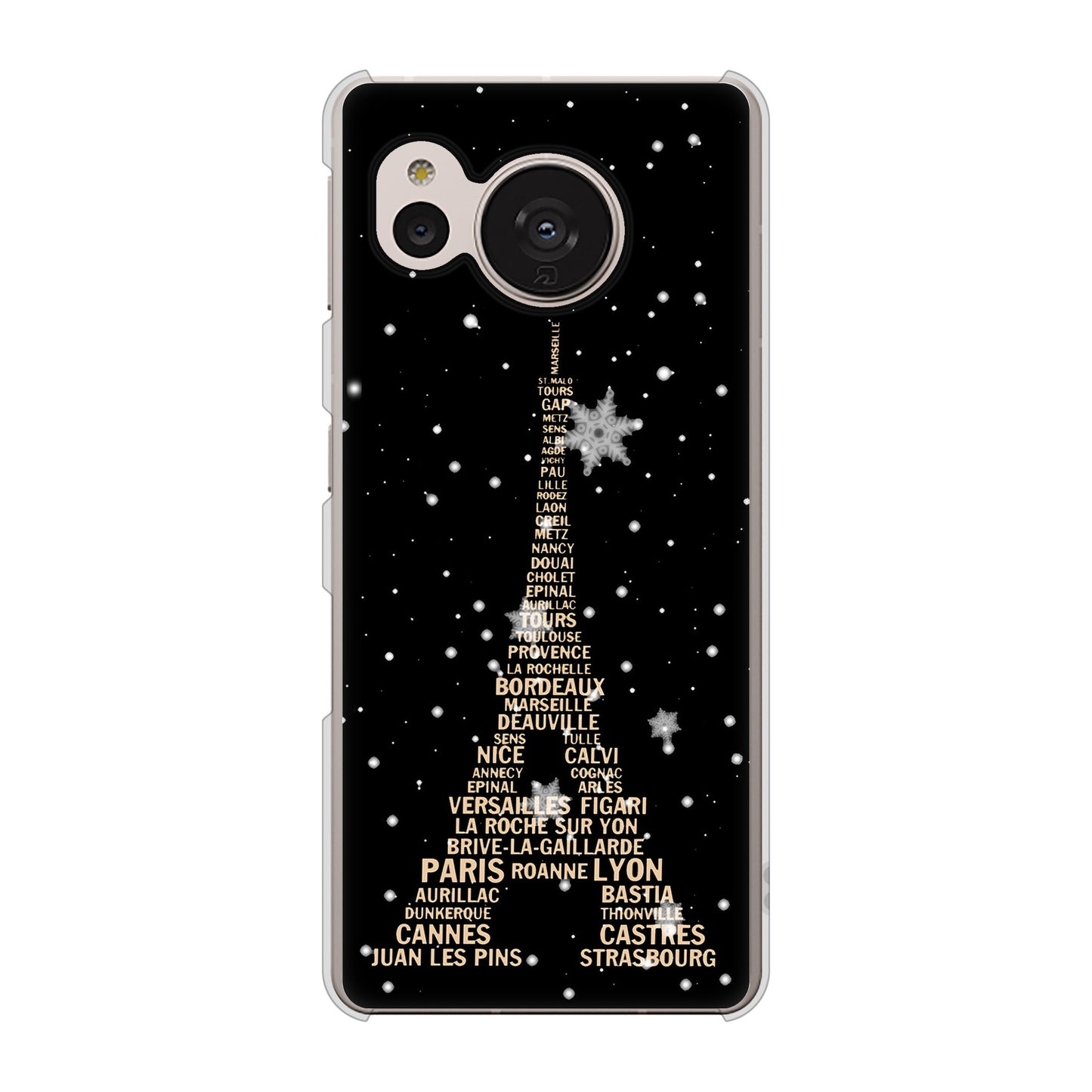 AQUOS sense7 SHG10 au 高画質仕上げ 背面印刷 ハードケース【526 エッフェル塔bk-gd】