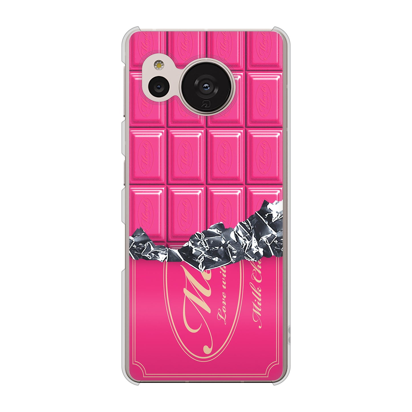 AQUOS sense7 SHG10 au 高画質仕上げ 背面印刷 ハードケース【555 板チョコ?ストロベリー】