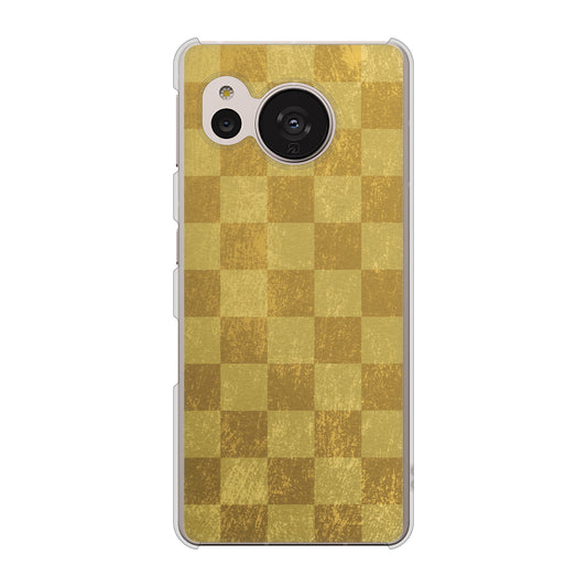 AQUOS sense7 SHG10 au 高画質仕上げ 背面印刷 ハードケース【619 市松模様—金（骨董風に傷んだイメージ）】