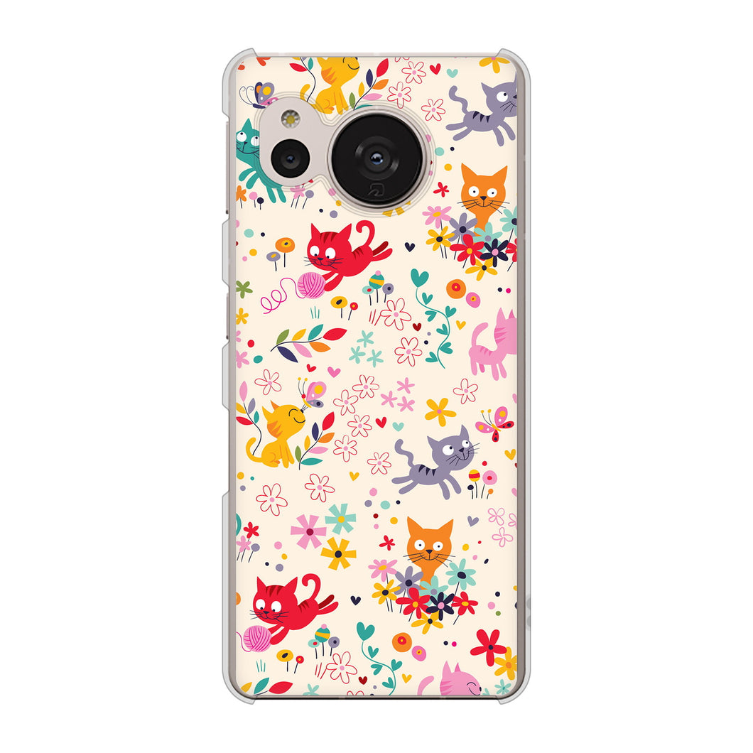 AQUOS sense7 SHG10 au 高画質仕上げ 背面印刷 ハードケース【693 ネコのあそび場】