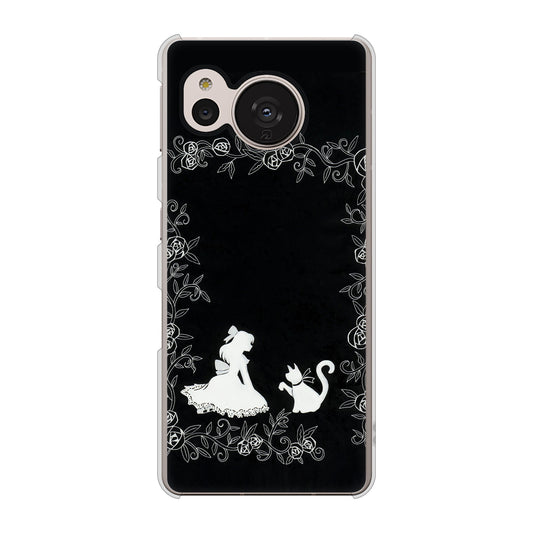 AQUOS sense7 SHG10 au 高画質仕上げ 背面印刷 ハードケース【1097 お姫様とネコ（モノトーン）】