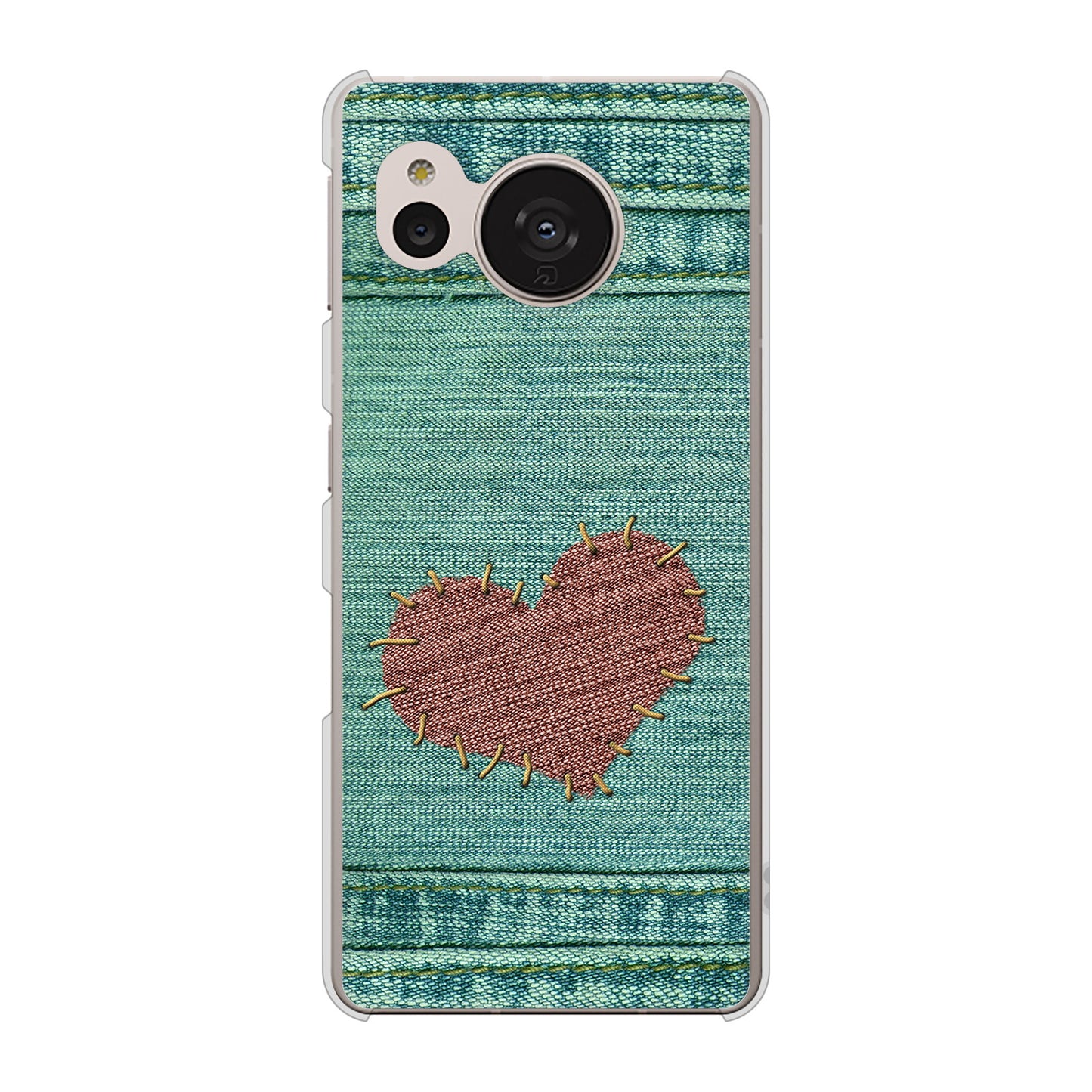 AQUOS sense7 SHG10 au 高画質仕上げ 背面印刷 ハードケース【1142 デニムとハート】