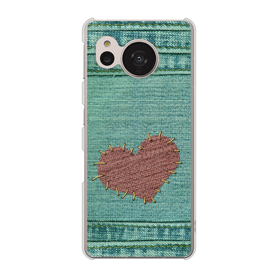 AQUOS sense7 SHG10 au 高画質仕上げ 背面印刷 ハードケース【1142 デニムとハート】