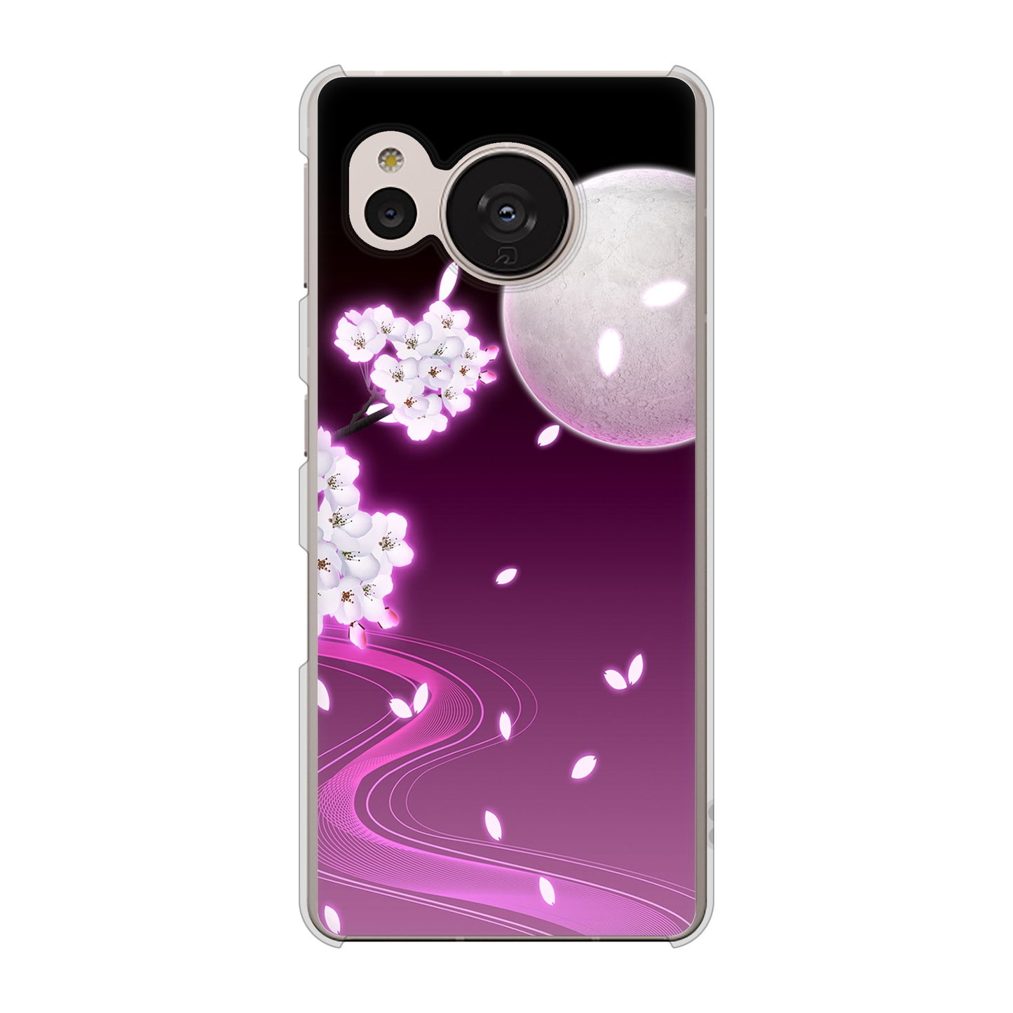 AQUOS sense7 SHG10 au 高画質仕上げ 背面印刷 ハードケース【1223 紫に染まる月と桜】