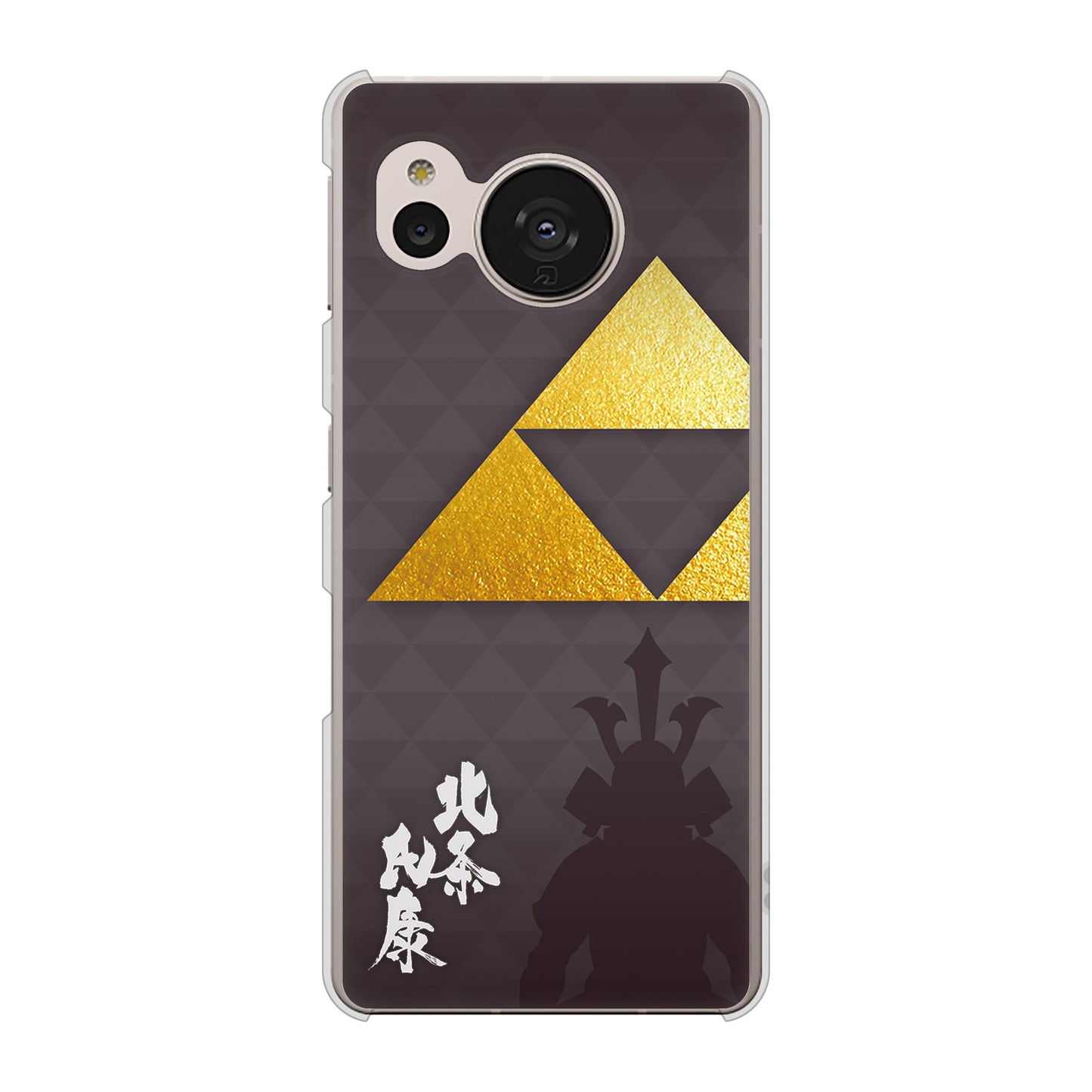 AQUOS sense7 SHG10 au 高画質仕上げ 背面印刷 ハードケース【AB810 北条氏康 シルエットと家紋】