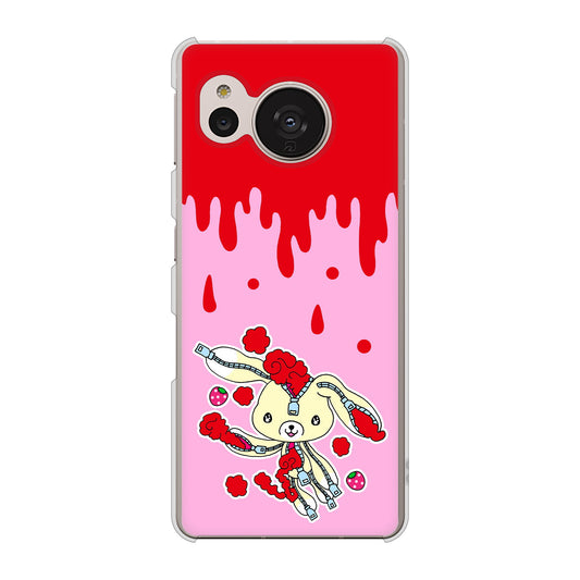 AQUOS sense7 SHG10 au 高画質仕上げ 背面印刷 ハードケース【AG813 ジッパーうさぎのジッピョン（ピンク×赤）】