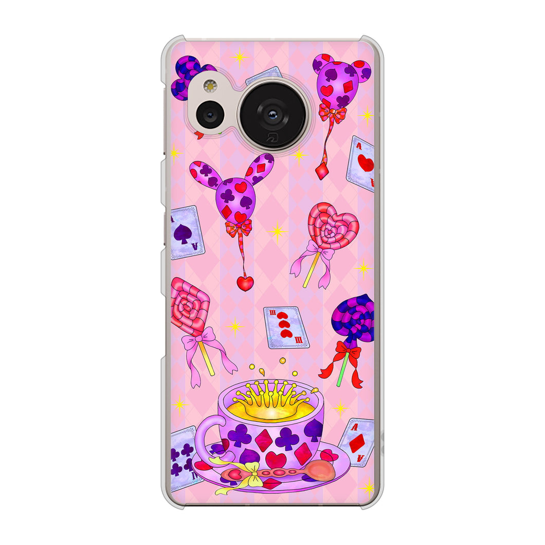 AQUOS sense7 SHG10 au 高画質仕上げ 背面印刷 ハードケース【AG817 トランプティー（ピンク）】