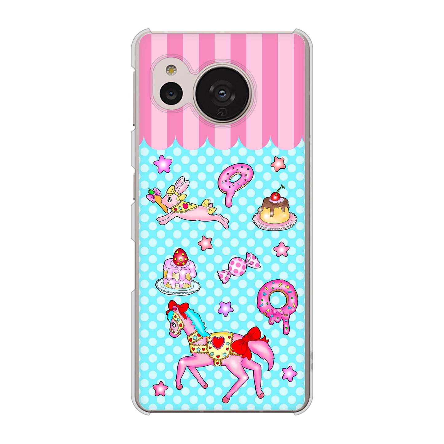 AQUOS sense7 SHG10 au 高画質仕上げ 背面印刷 ハードケース【AG828 メリーゴーランド（水色）】