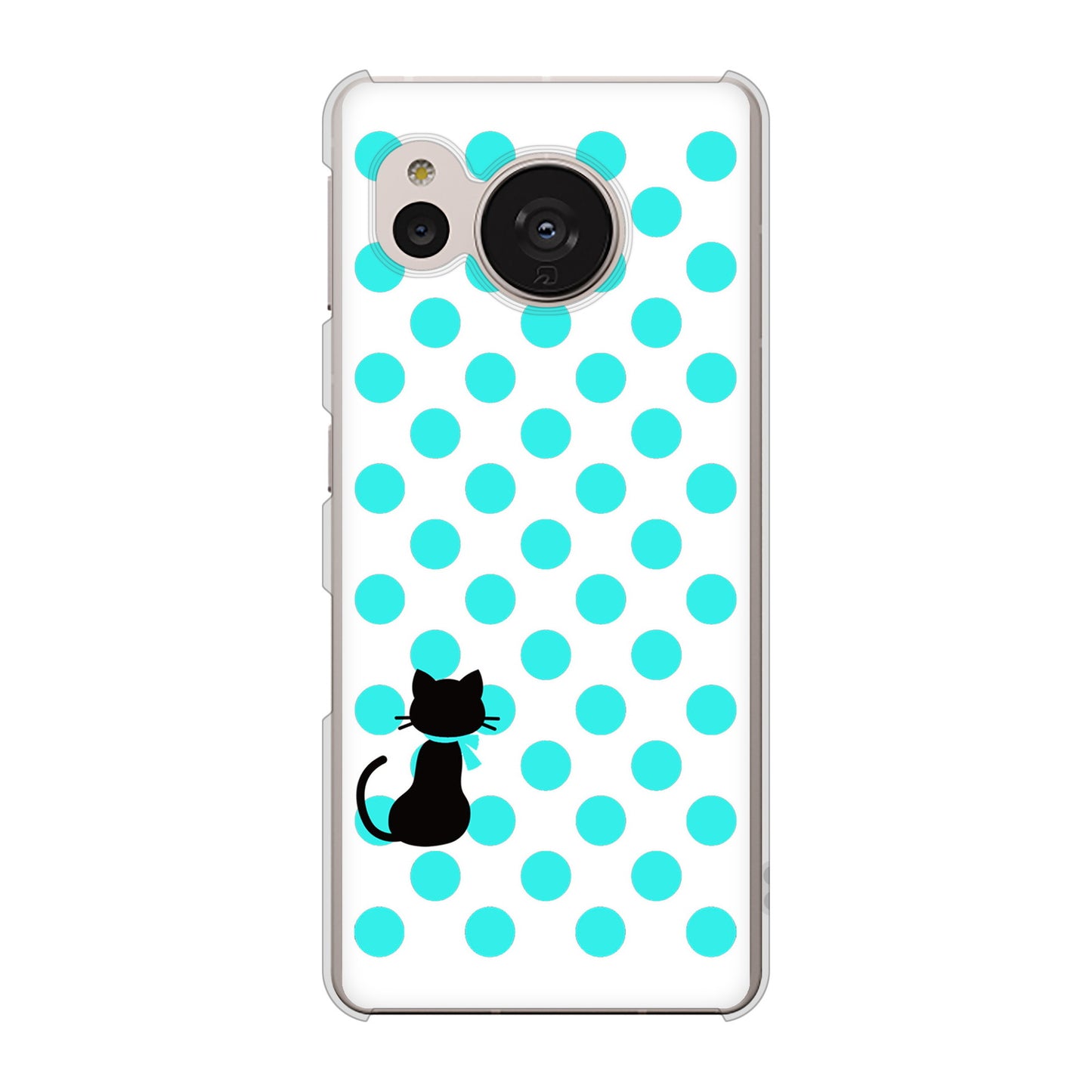 AQUOS sense7 SHG10 au 高画質仕上げ 背面印刷 ハードケース【EK809 ネコとシンプル ライトブルー】