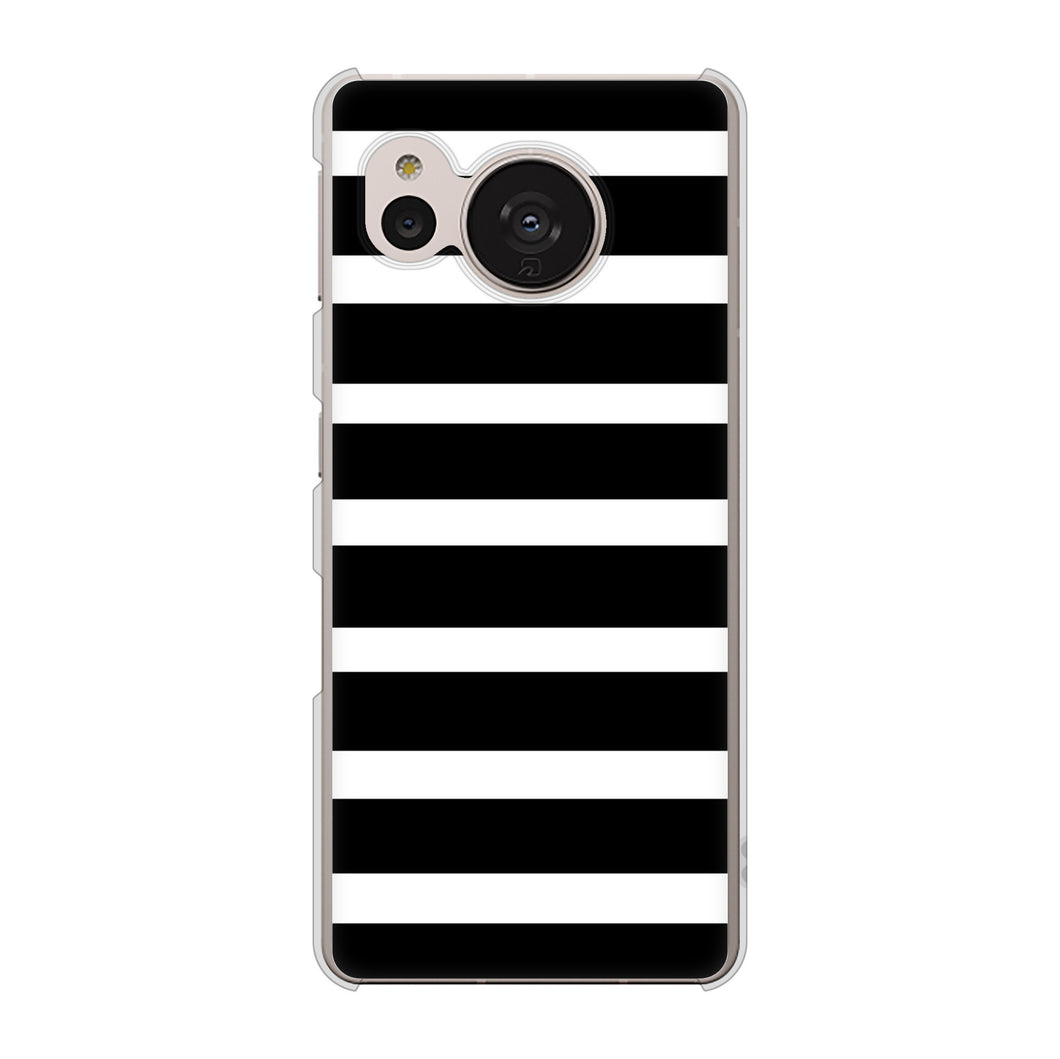 AQUOS sense7 SHG10 au 高画質仕上げ 背面印刷 ハードケース【EK879 ボーダーブラック（L）】