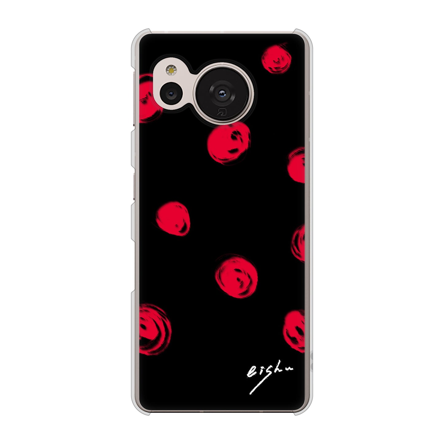 AQUOS sense7 SHG10 au 高画質仕上げ 背面印刷 ハードケース【OE837 手描きシンプル ブラック×レッド】