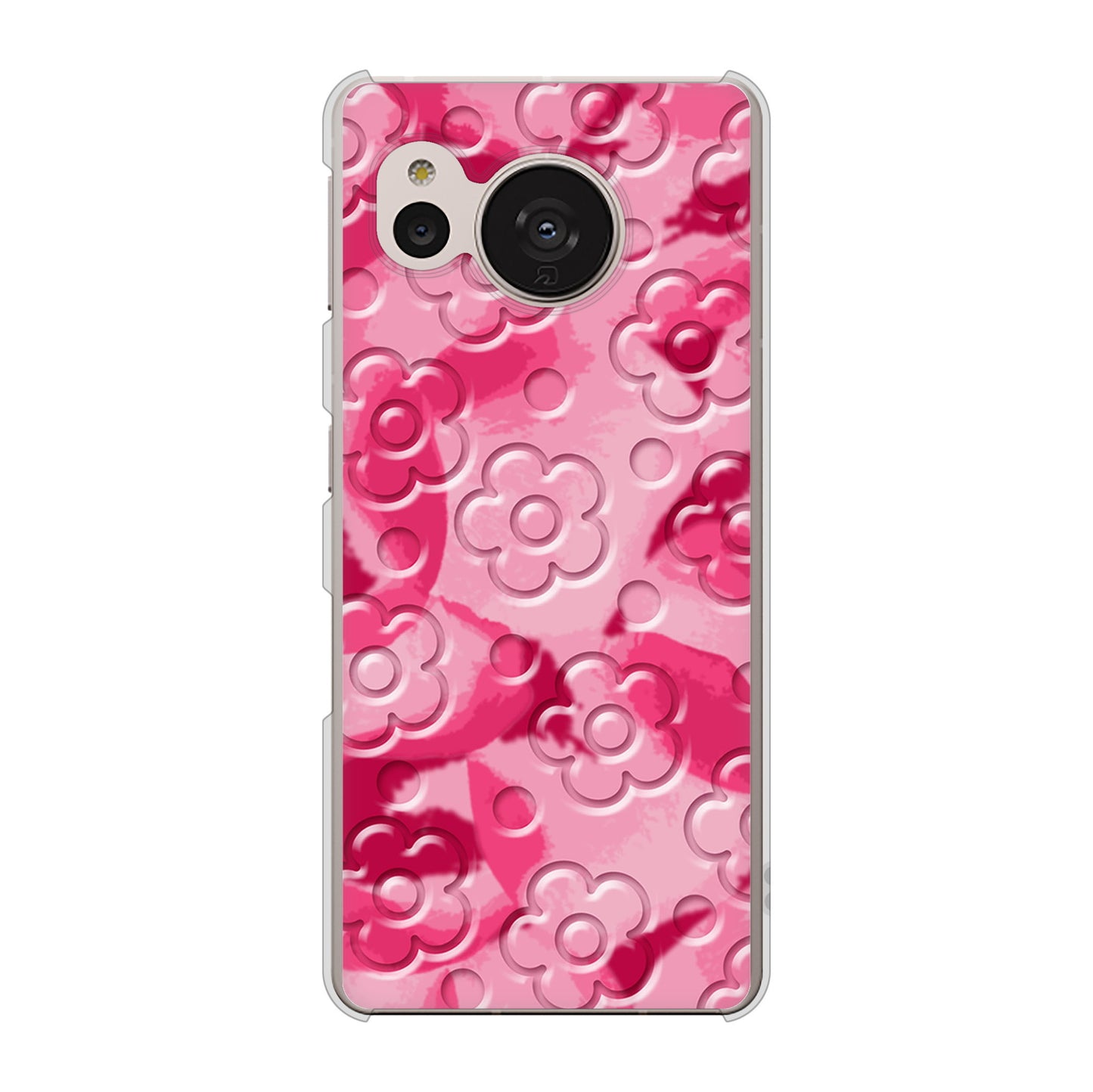 AQUOS sense7 SHG10 au 高画質仕上げ 背面印刷 ハードケース【SC847 フラワーヴェルニ花濃いピンク（ローズアンディアン）】