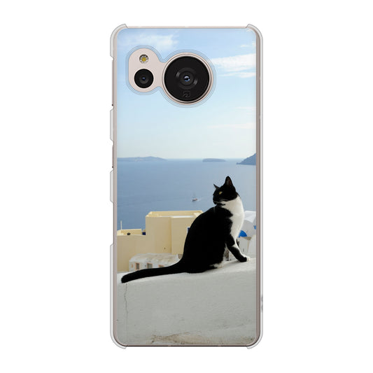 AQUOS sense7 SHG10 au 高画質仕上げ 背面印刷 ハードケース【VA805 ネコと地中海】